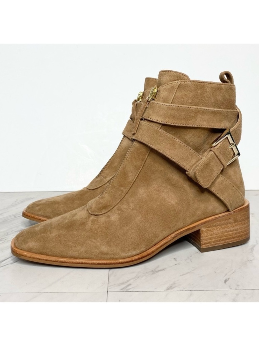 New! Linea Paolo Tan Wraparound Strap Bootie 6 1/2 M